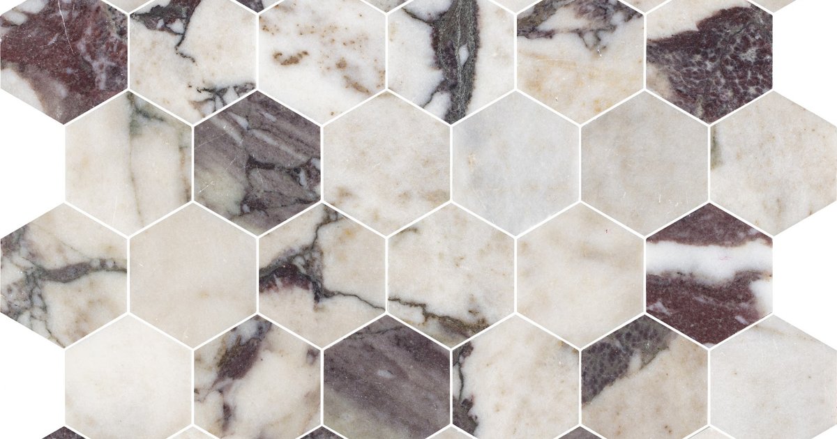 Mosaic · Calacatta Viola Hexagon natural stone mosaic — surface and veining