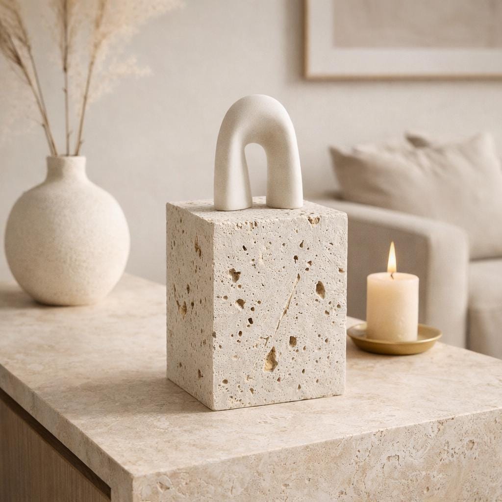 Natural Travertine Stone Blocks – Minimalist Cube Decor