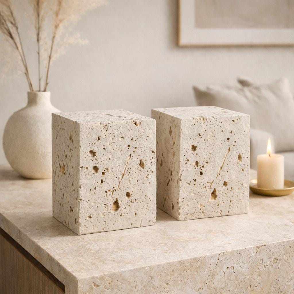 Natural Travertine Stone Blocks – Minimalist Cube Decor