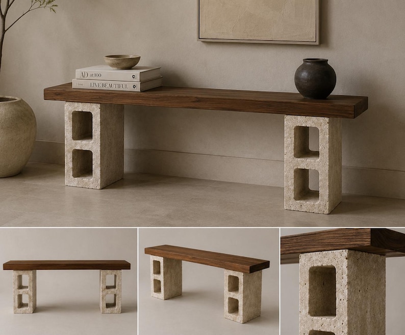 Travertine Hollow Block | Modular Stone Furniture Block | Shelf Support | Architectural Building Block