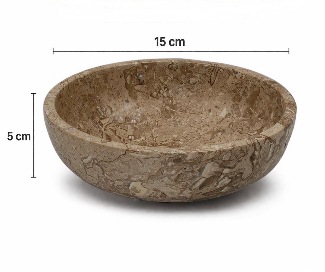 Natural Travertine Stone Bowl: Smoothie, Fruit, Decorative Kitchenware (15cm Diameter)