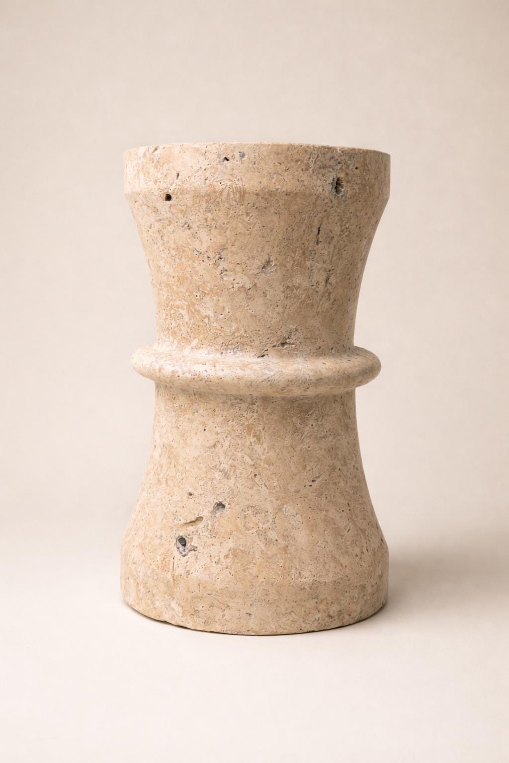 Travertine Pedestal Base, Natural Stone Side Table Stand, Handmade Stool