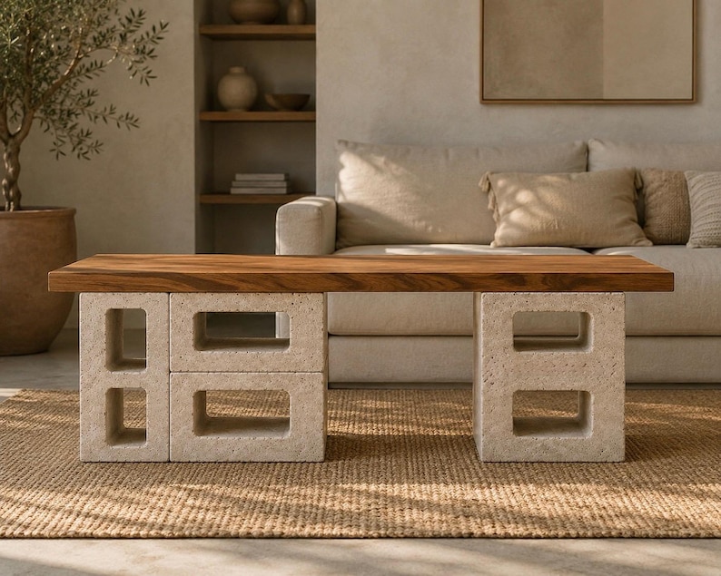 Travertine Hollow Block | Modular Stone Furniture Block | Shelf Support | Architectural Building Block