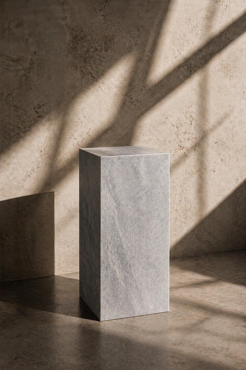 Solid Marble Pedestal, Minimalist Sculpture Display Stand (18x18x35 cm)
