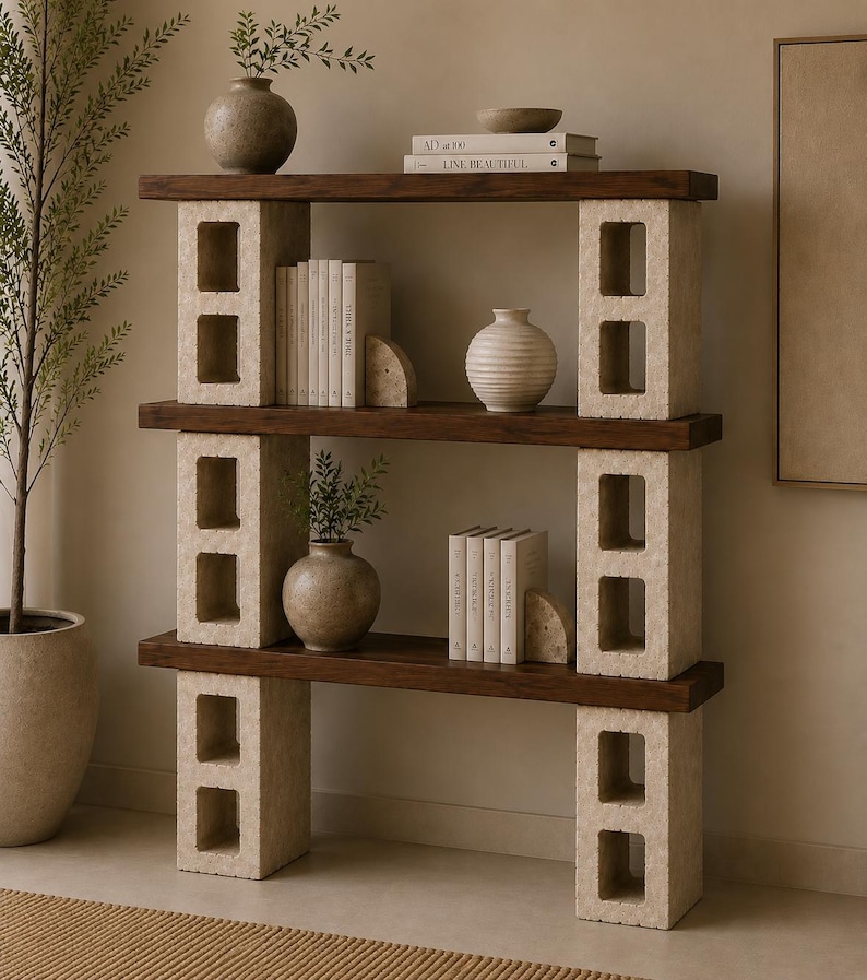 Travertine Hollow Block | Modular Stone Furniture Block | Shelf Support | Architectural Building Block