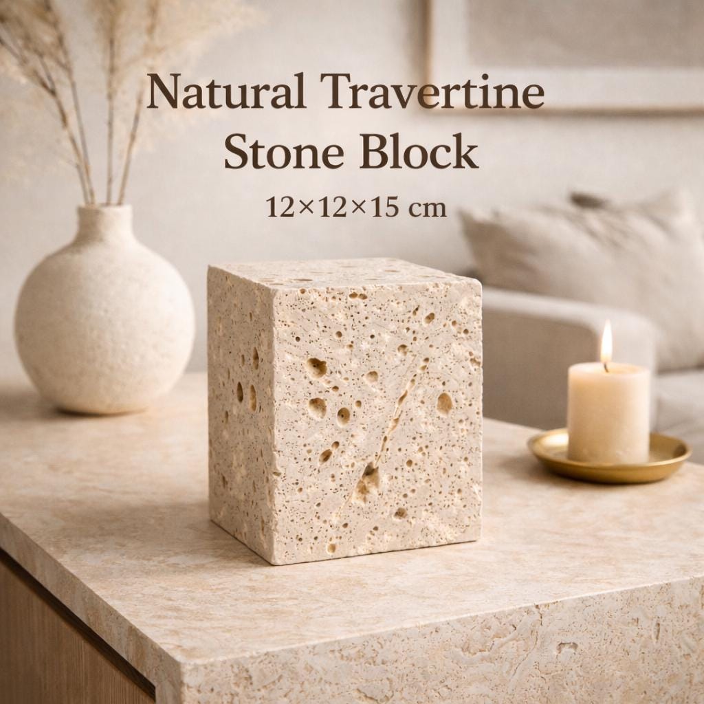 Natural Travertine Stone Blocks – Minimalist  Cube Decor