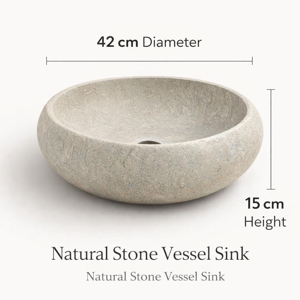 Hand Carved Limestone Vessel Sink – Natural Fossil Texture Bathroom Basin