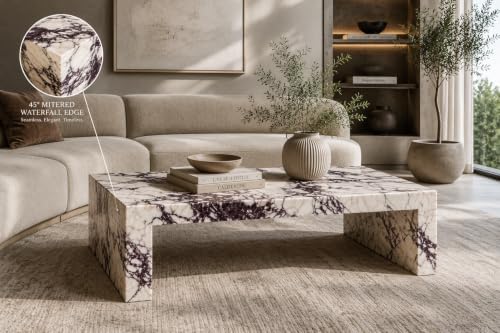 Calacatta Viola marble waterfall coffee table detail