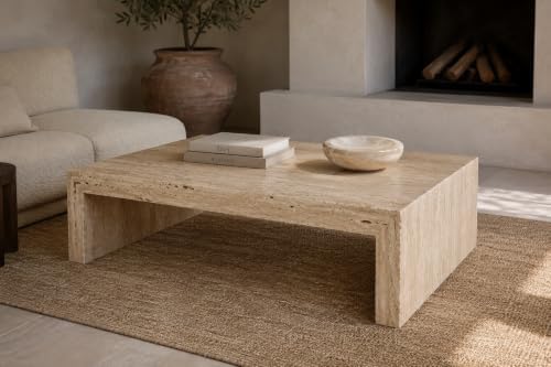 Classic travertine waterfall coffee table