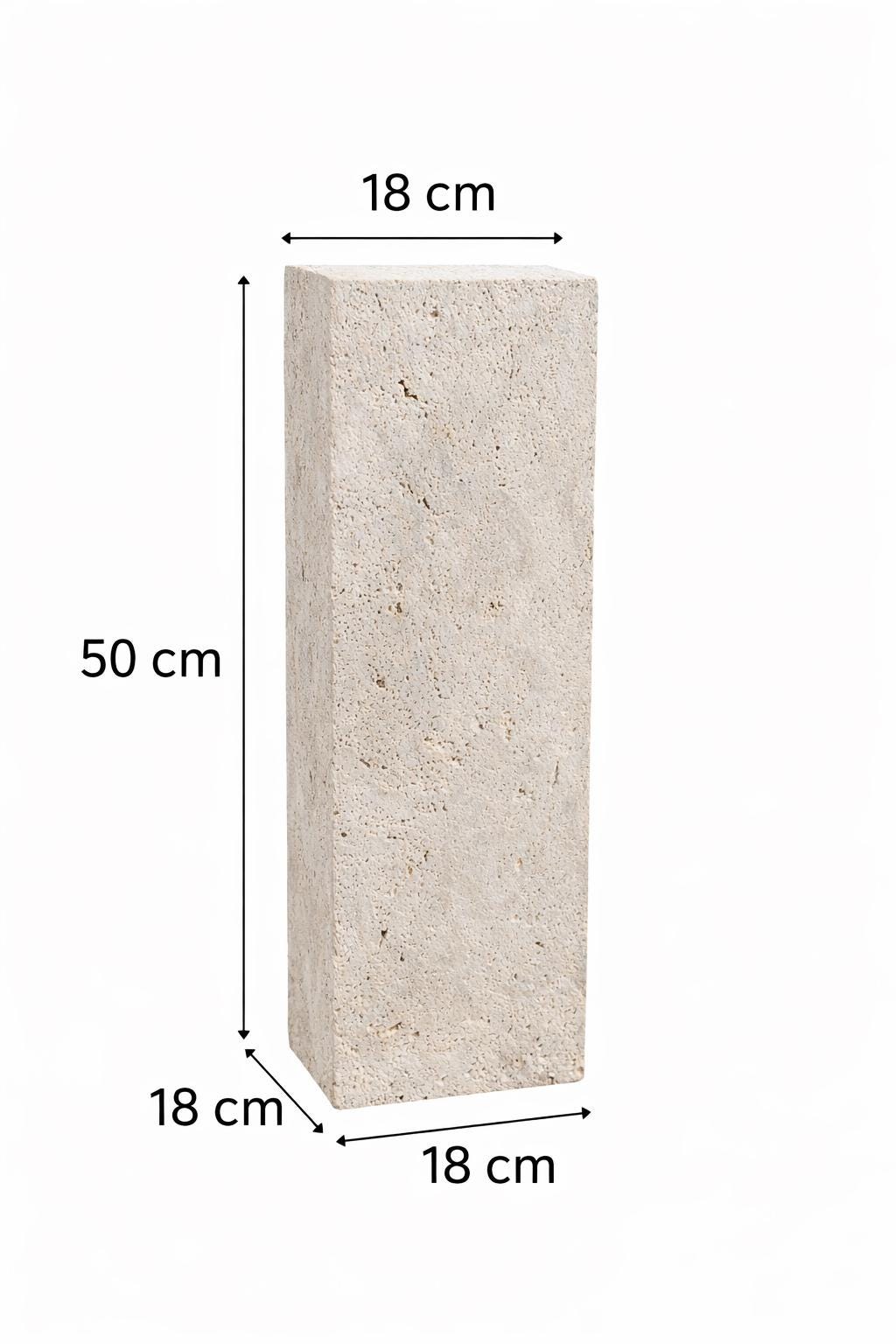Natural Travertine Pedestal 50cm, Stone Display Column, Minimalist Home Decor