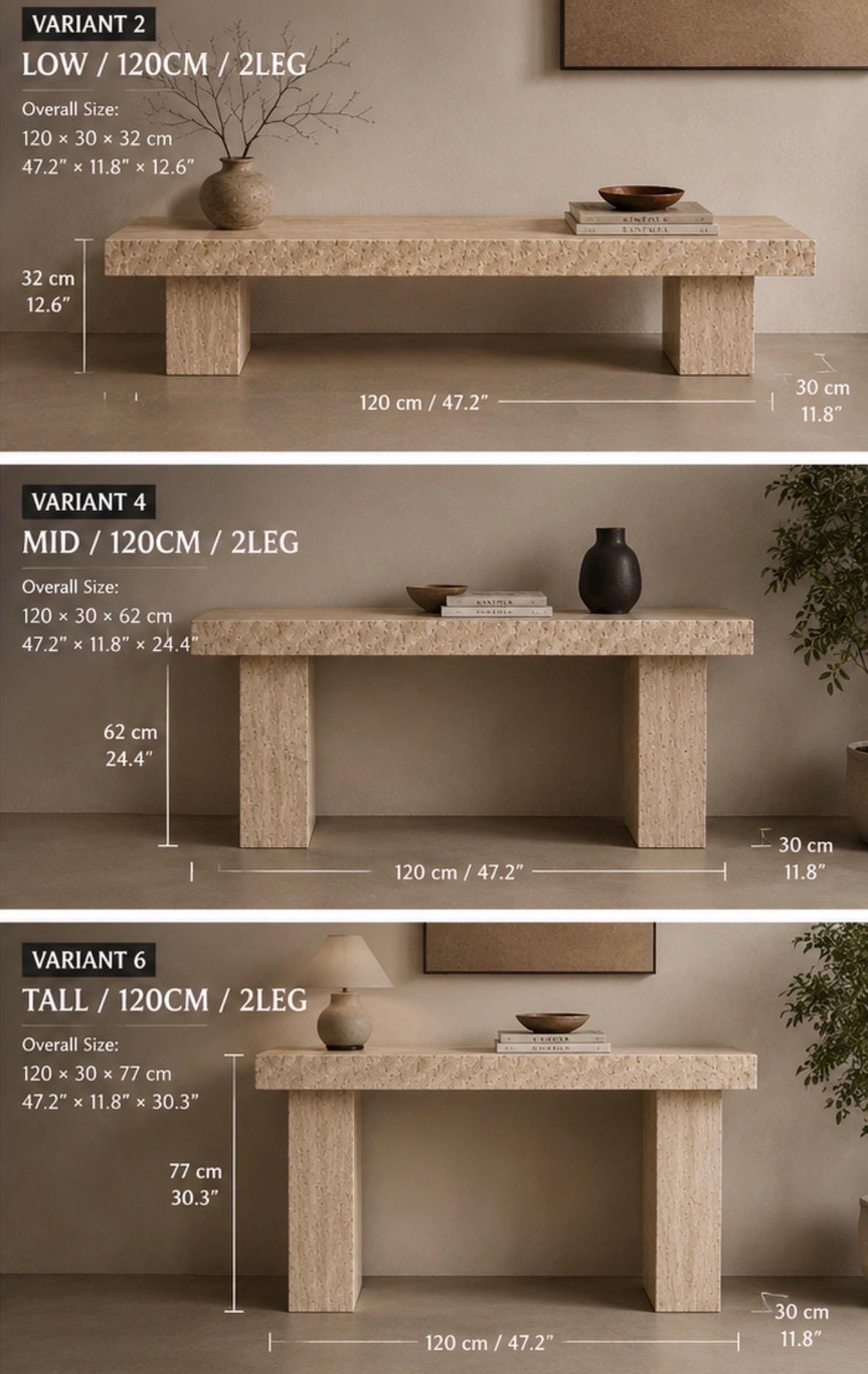 Travertine TV Stand, Minimalist Wabi Sabi Media Console, Natural Stone Furniture