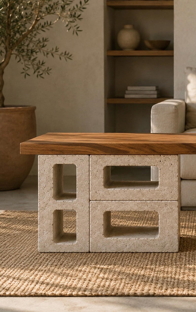 Travertine Hollow Block | Modular Stone Furniture Block | Shelf Support | Architectural Building Block