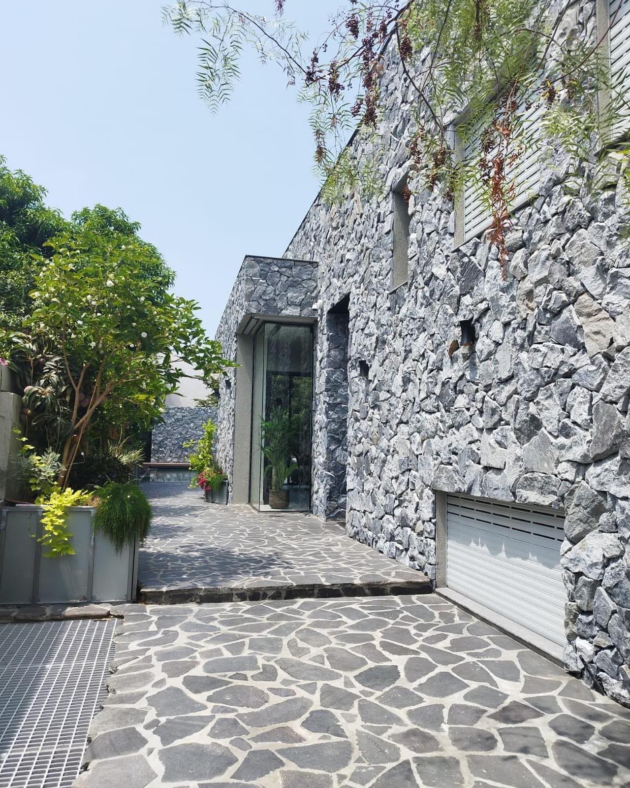 Silver Travertine used in an architectural space