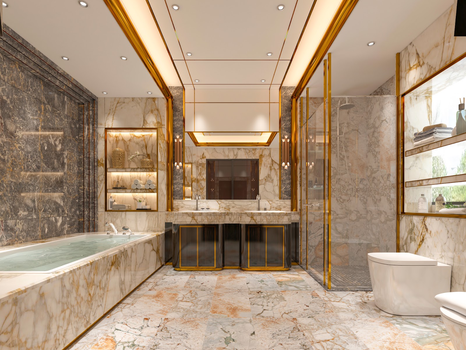 Calacatta Green Gold natural stone tile — surface and veining