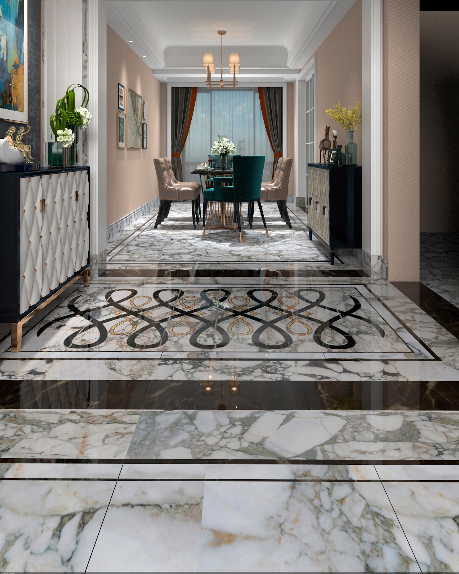 Calacatta Green natural stone tile — surface and veining