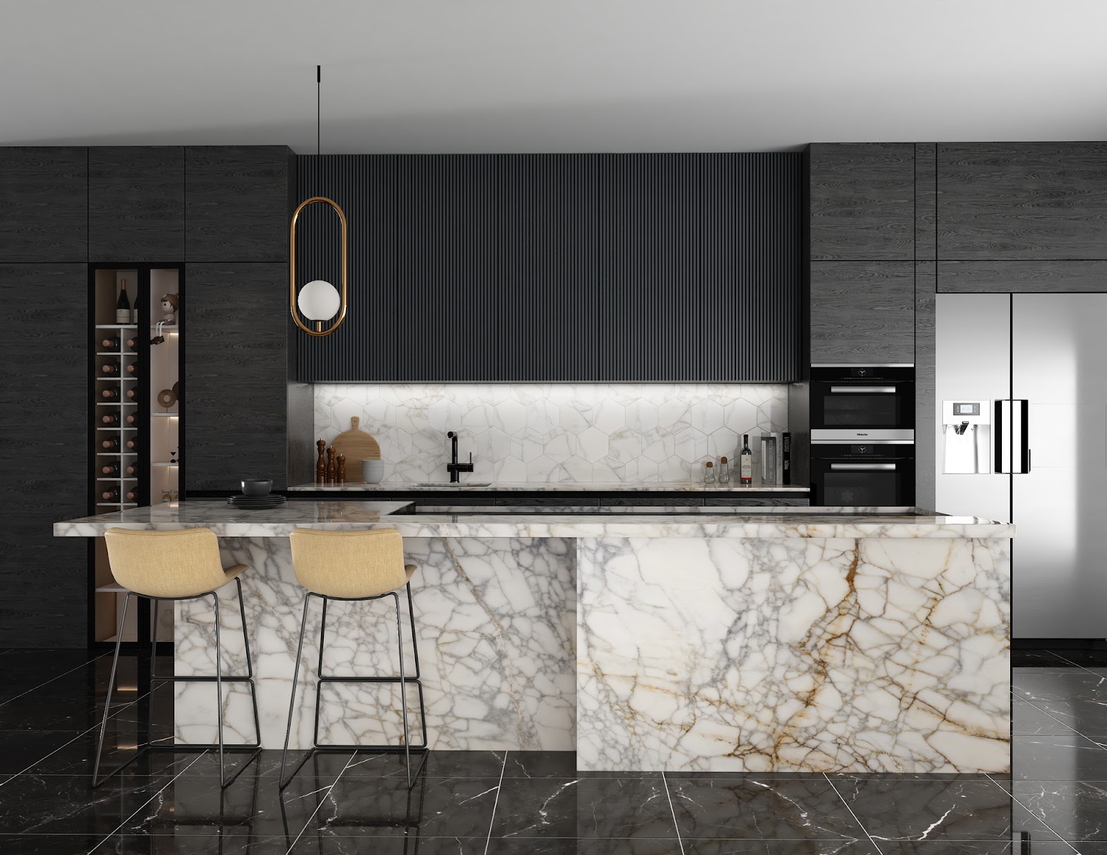 Calacatta Venato Gold natural stone tile — detail photo 2