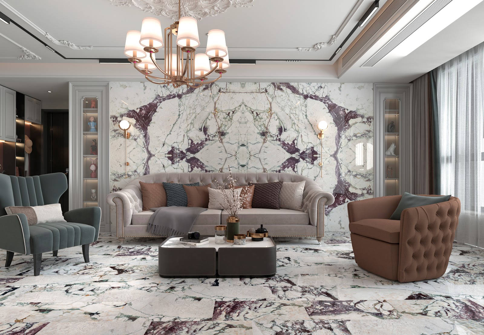 Calacatta Viola natural stone tile — surface and veining