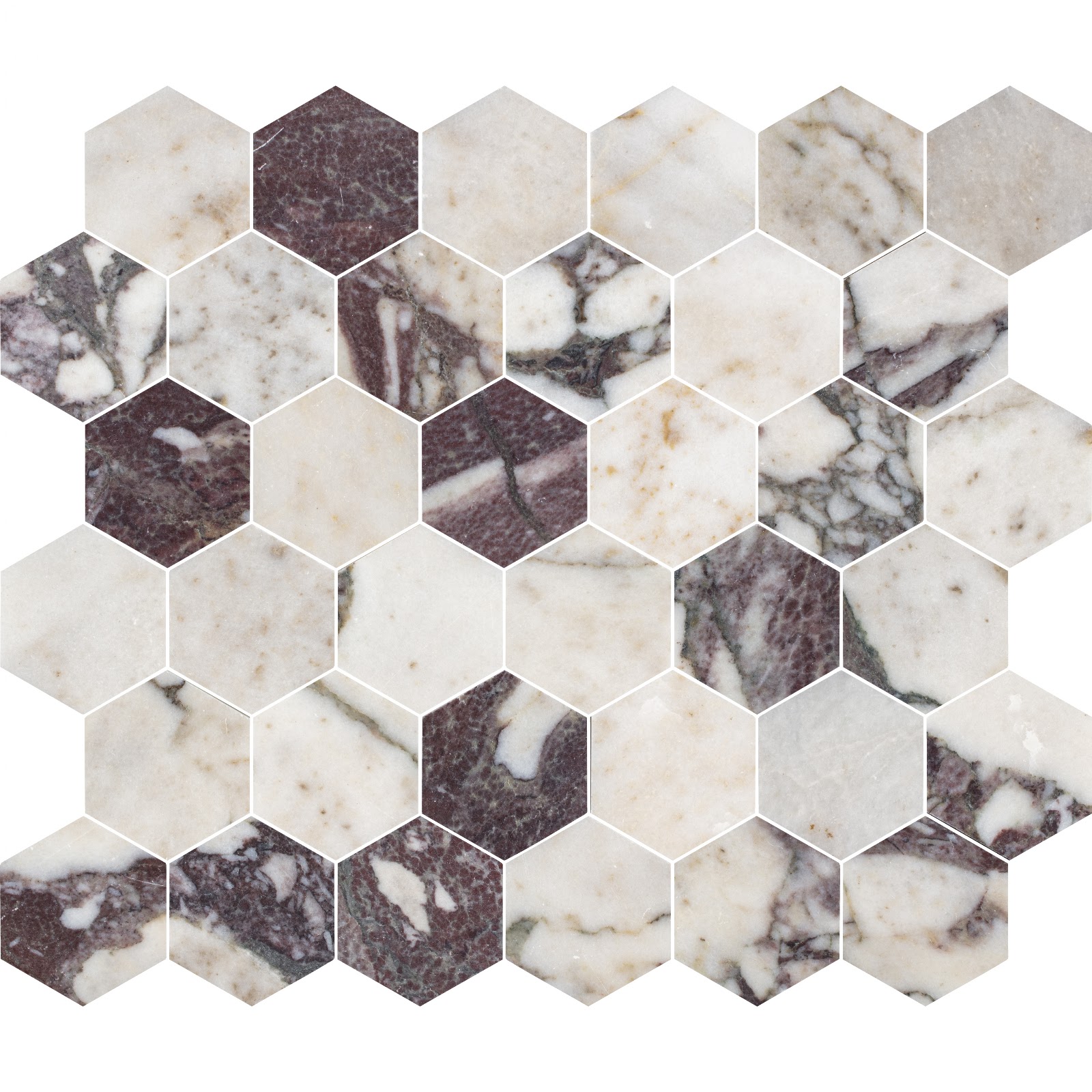 Mosaic · Calacatta Viola Hexagon natural stone mosaic — detail photo 5