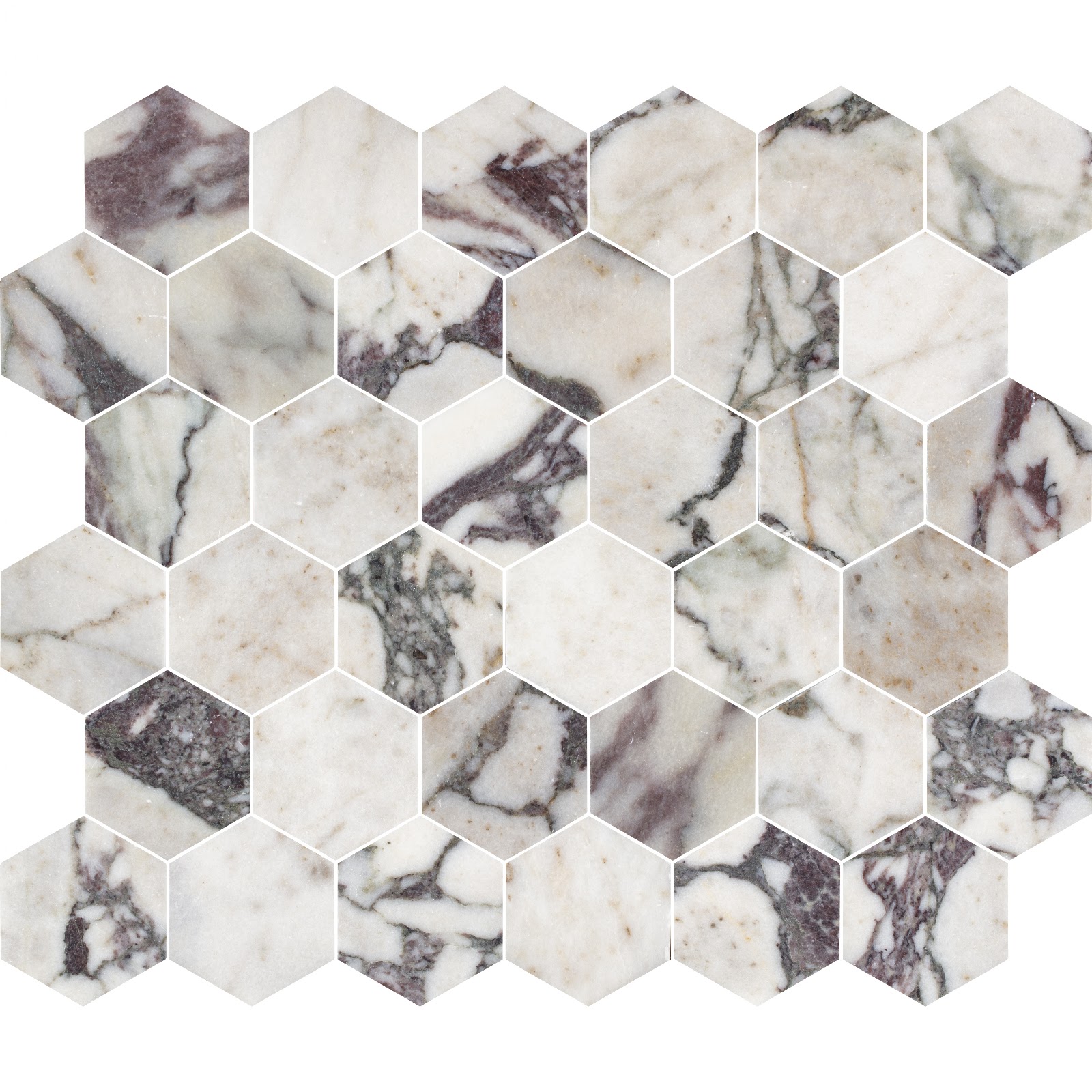 Mosaic · Calacatta Viola Hexagon natural stone mosaic — detail photo 3