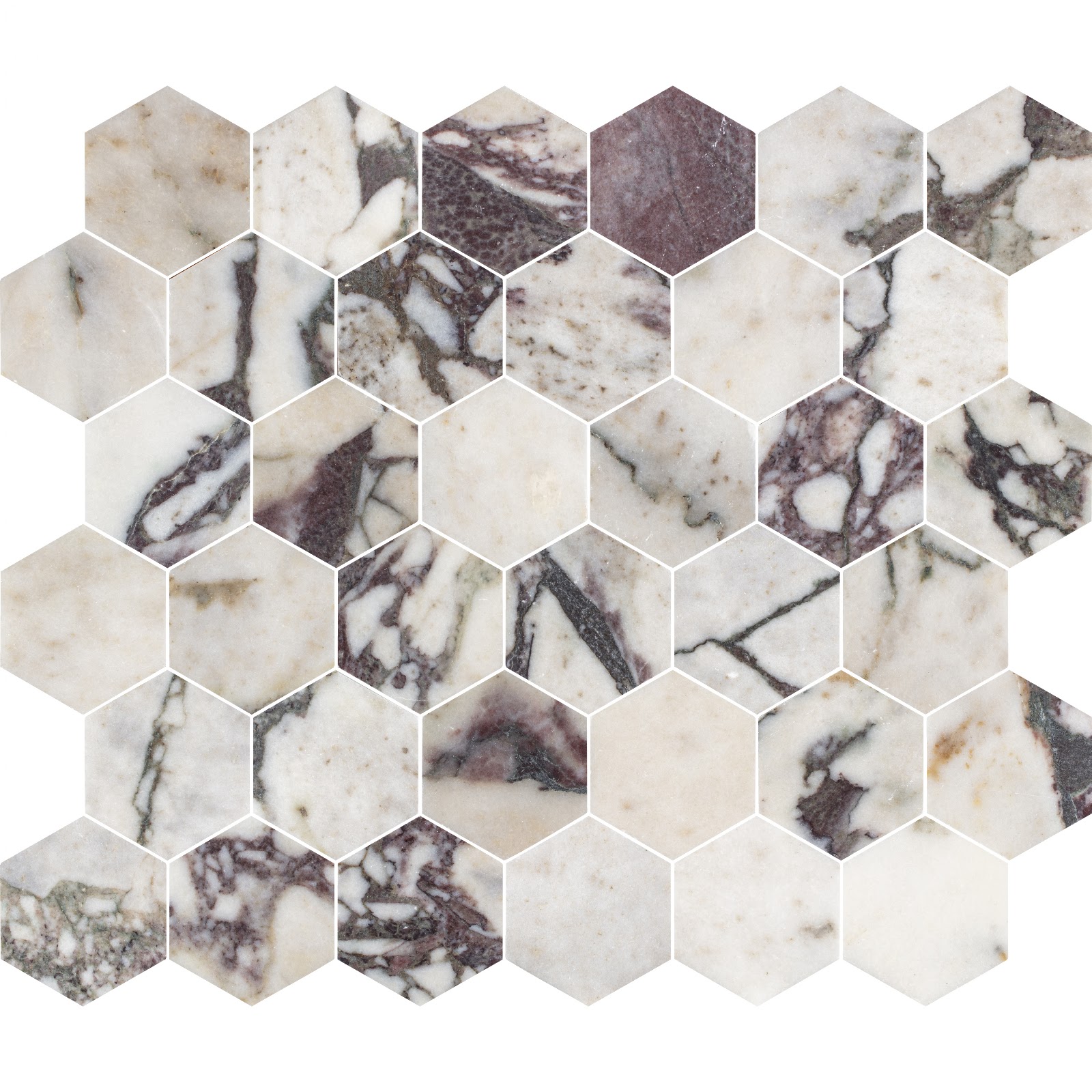 Mosaic · Calacatta Viola Hexagon natural stone mosaic — detail photo 4