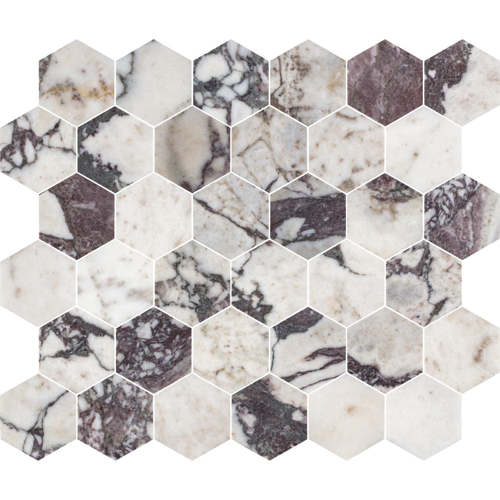 Mosaic · Calacatta Viola Hexagon natural stone mosaic — detail photo 2