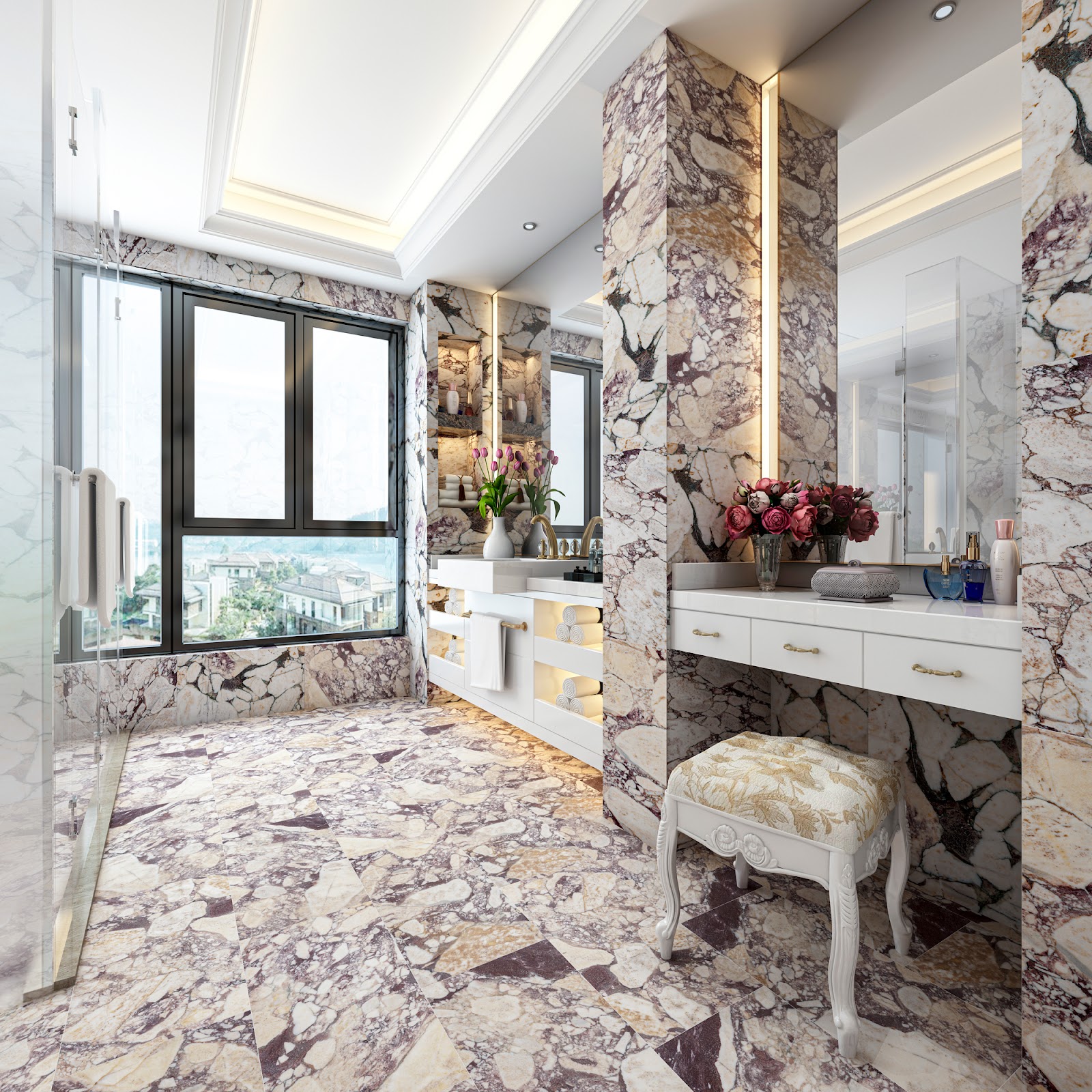 Calacatta Viola Gold natural stone tile — surface and veining